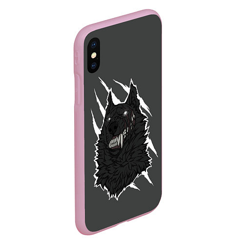 Чехол iPhone XS Max матовый Волк / 3D-Розовый – фото 2