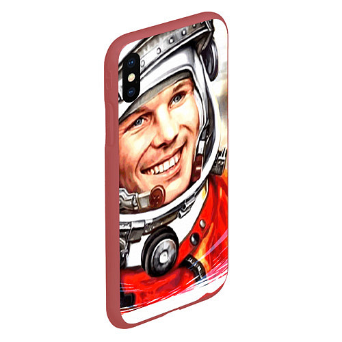 Чехол iPhone XS Max матовый Юрий Гагарин 1 / 3D-Красный – фото 2
