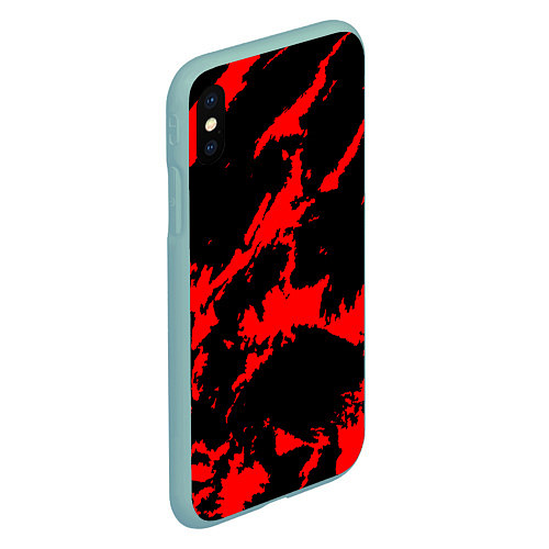 Чехол iPhone XS Max матовый Красный на черном / 3D-Мятный – фото 2
