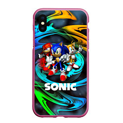 Чехол iPhone XS Max матовый SONIC TRIO, цвет: 3D-малиновый