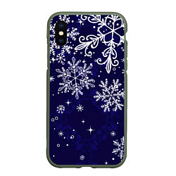 Чехол iPhone XS Max матовый Новогодние снежинки