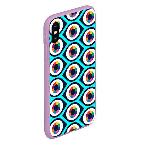 Чехол iPhone XS Max матовый Глаза паттерн / 3D-Сиреневый – фото 2