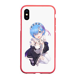 Чехол iPhone XS Max матовый Re:Zero, цвет: 3D-красный