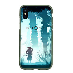 Чехол iPhone XS Max матовый Ghost of Tsushima, цвет: 3D-темно-зеленый