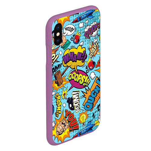 Чехол iPhone XS Max матовый Pop art comics / 3D-Фиолетовый – фото 2