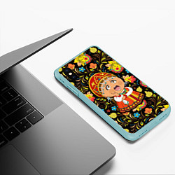 Чехол iPhone XS Max матовый Русская красавица, цвет: 3D-мятный — фото 2