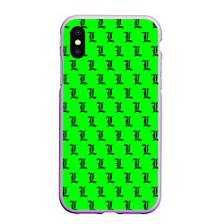 Чехол iPhone XS Max матовый Эл паттерн зеленый, цвет: 3D-сиреневый