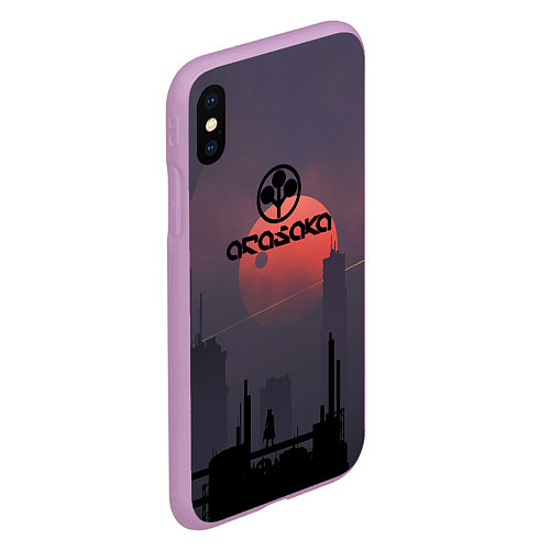 Чехол iPhone XS Max матовый Cyberpunk 2077 - Arasaka / 3D-Сиреневый – фото 2