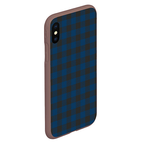 Чехол iPhone XS Max матовый Темно синяя Клетка / 3D-Коричневый – фото 2