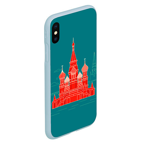 Чехол iPhone XS Max матовый Москва / 3D-Голубой – фото 2