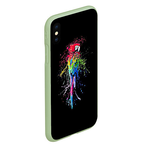 Чехол iPhone XS Max матовый Попугай / 3D-Салатовый – фото 2