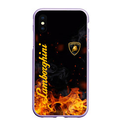 Чехол iPhone XS Max матовый LAMBORGHINI, цвет: 3D-светло-сиреневый