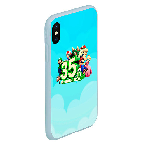 Чехол iPhone XS Max матовый Mario / 3D-Голубой – фото 2