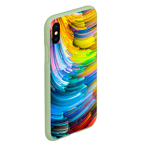 Чехол iPhone XS Max матовый Цветные полоски / 3D-Салатовый – фото 2