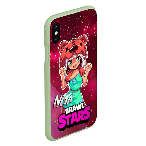 Чехол iPhone XS Max матовый Nita Brawl Stars / 3D-Салатовый – фото 2