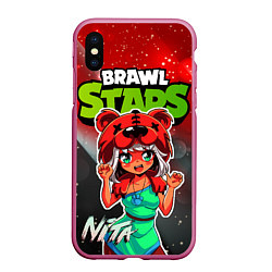 Чехол iPhone XS Max матовый Nita Brawl Stars, цвет: 3D-малиновый