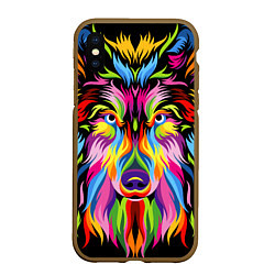 Чехол iPhone XS Max матовый Neon wolf