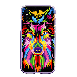 Чехол iPhone XS Max матовый Neon wolf, цвет: 3D-светло-сиреневый