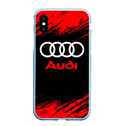 Чехол iPhone XS Max матовый AUDI АУДИ, цвет: 3D-голубой