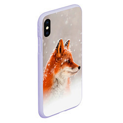 Чехол iPhone XS Max матовый Лиса и снег, цвет: 3D-светло-сиреневый — фото 2