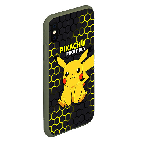 Чехол iPhone XS Max матовый Pikachu Pika Pika / 3D-Темно-зеленый – фото 2