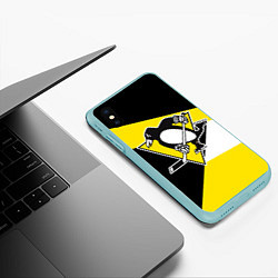 Чехол iPhone XS Max матовый Pittsburgh Penguins Exclusive, цвет: 3D-мятный — фото 2