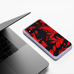 Чехол iPhone XS Max матовый Красный Мрамор, цвет: 3D-светло-сиреневый — фото 2