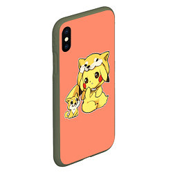 Чехол iPhone XS Max матовый Pikachu Pika Pika, цвет: 3D-темно-зеленый — фото 2