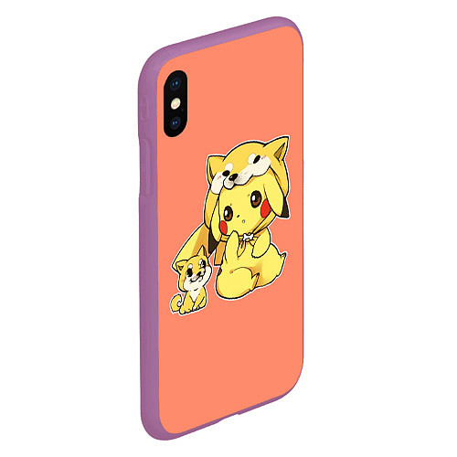 Чехол iPhone XS Max матовый Pikachu Pika Pika / 3D-Фиолетовый – фото 2