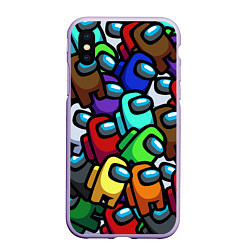 Чехол iPhone XS Max матовый Among us, цвет: 3D-светло-сиреневый