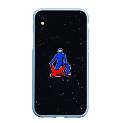 Чехол iPhone XS Max матовый AMONG US space fight, цвет: 3D-голубой