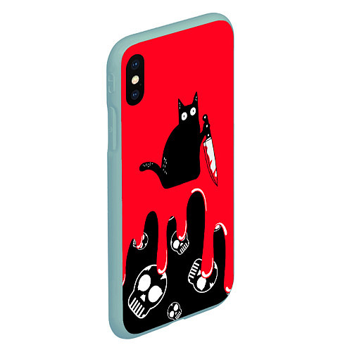 Чехол iPhone XS Max матовый WHAT CAT / 3D-Мятный – фото 2