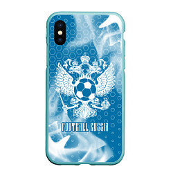Чехол iPhone XS Max матовый FOOTBALL RUSSIA Футбол, цвет: 3D-мятный