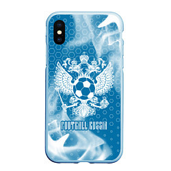 Чехол iPhone XS Max матовый FOOTBALL RUSSIA Футбол, цвет: 3D-голубой