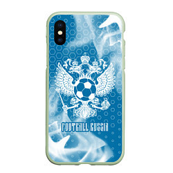 Чехол iPhone XS Max матовый FOOTBALL RUSSIA Футбол, цвет: 3D-салатовый