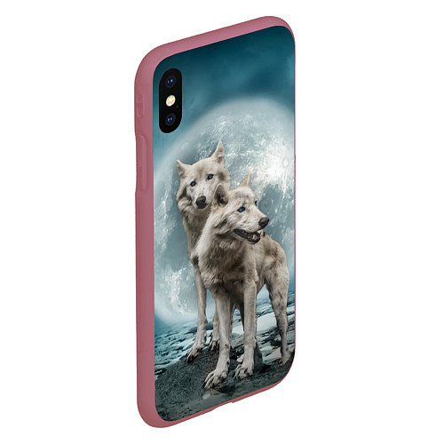 Чехол iPhone XS Max матовый Волки альбиносы / 3D-Малиновый – фото 2