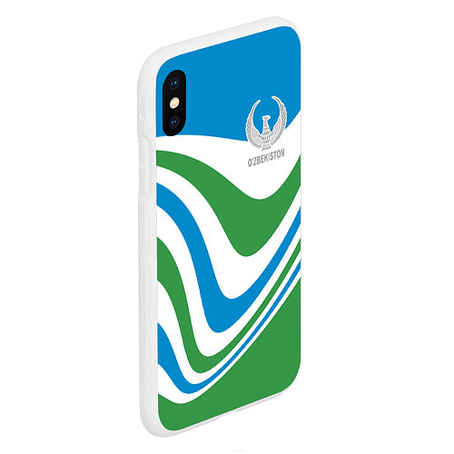 Чехол iPhone XS Max матовый Узбекистан - герб страны / 3D-Белый – фото 2