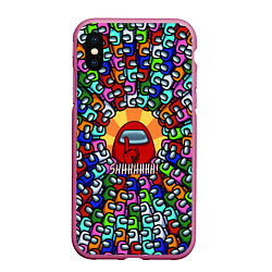 Чехол iPhone XS Max матовый Among Us SHHHHHHH!, цвет: 3D-малиновый