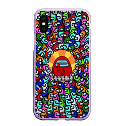 Чехол iPhone XS Max матовый Among Us SHHHHHHH!, цвет: 3D-сиреневый