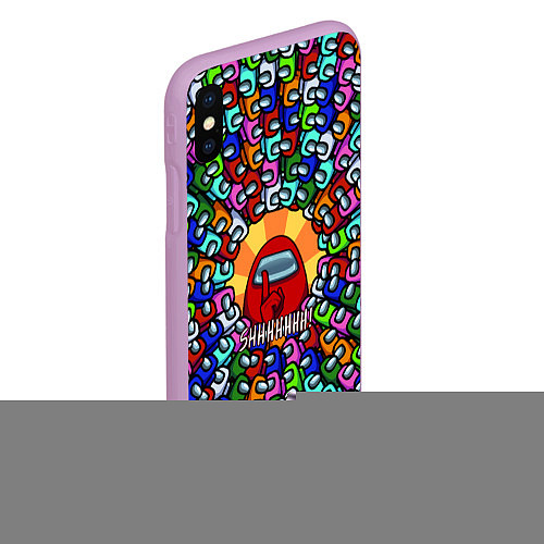 Чехол iPhone XS Max матовый Among Us SHHHHHHH! / 3D-Сиреневый – фото 2