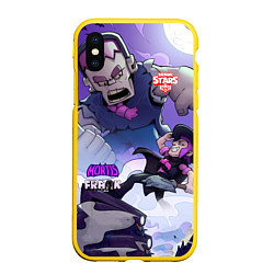 Чехол iPhone XS Max матовый Brawl STARS MORTIS-FRANK, цвет: 3D-желтый