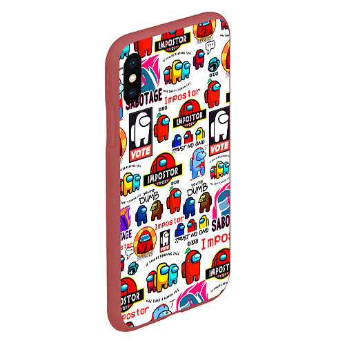 Чехол iPhone XS Max матовый AMONG US / 3D-Красный – фото 2