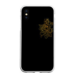 Чехол iPhone XS Max матовый Золотая роза, цвет: 3D-белый