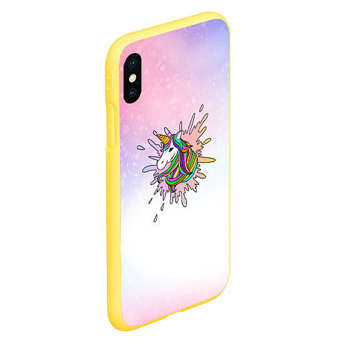 Чехол iPhone XS Max матовый Единорог / 3D-Желтый – фото 2