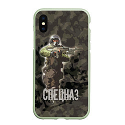Чехол iPhone XS Max матовый Спецназ России, цвет: 3D-салатовый