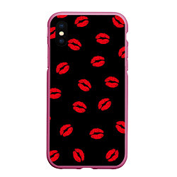 Чехол iPhone XS Max матовый Поцелуи, цвет: 3D-малиновый