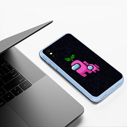 Чехол iPhone XS Max матовый Among us Pink kid Pink, цвет: 3D-голубой — фото 2