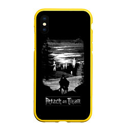 Чехол iPhone XS Max матовый Атака на титанов, цвет: 3D-желтый
