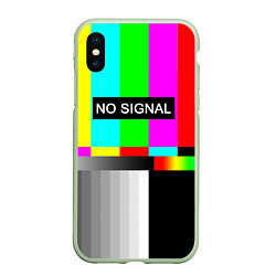 Чехол iPhone XS Max матовый NO SIGNAL, цвет: 3D-салатовый