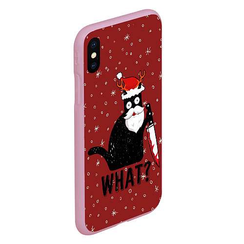 Чехол iPhone XS Max матовый What Cat Новый Год / 3D-Розовый – фото 2